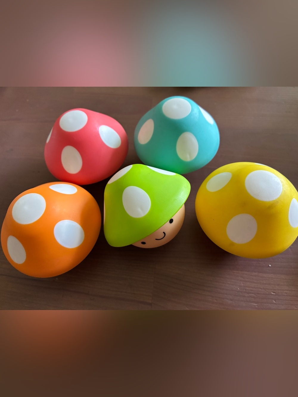 Mushroom Stack Sensory Toys - Green, Yellow, Orange, Pink, Blue